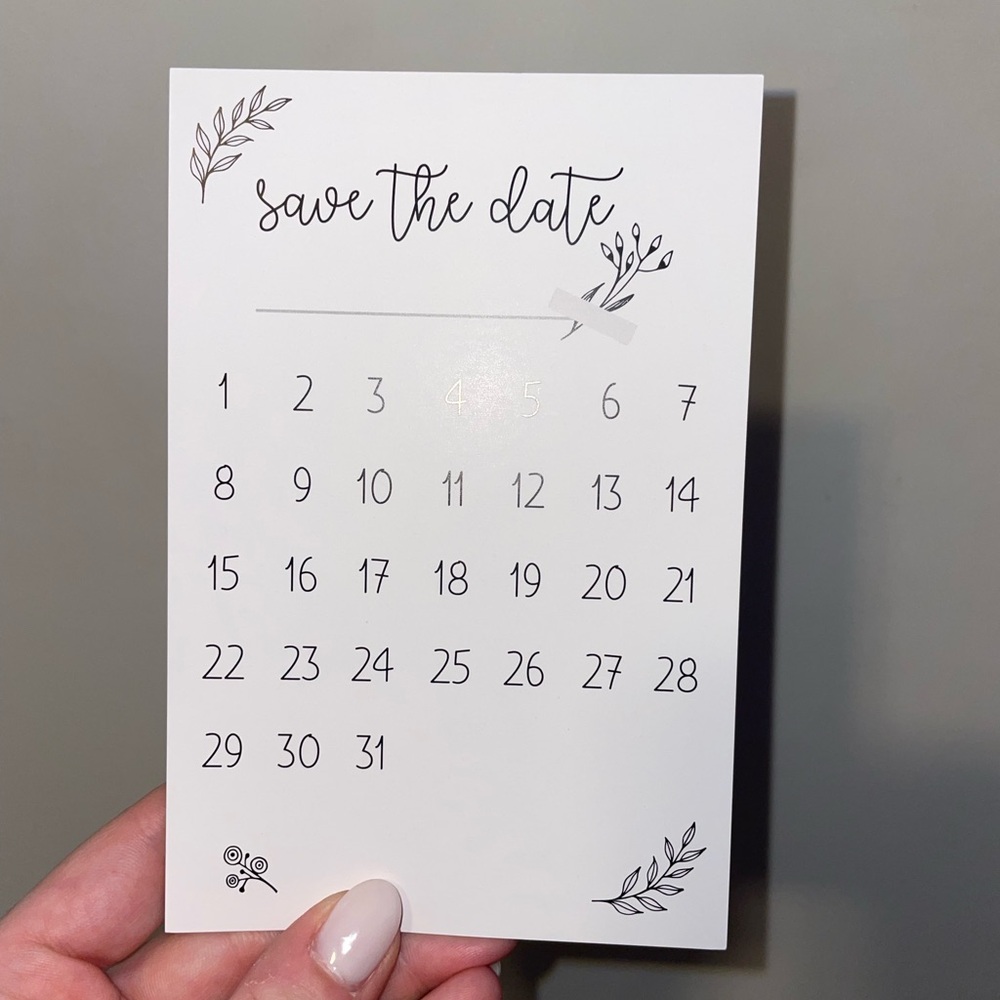 Elegant White Save the Date Card x5